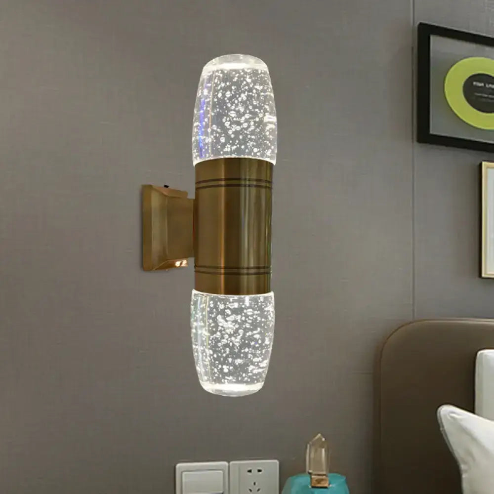 Modern brass led crystal wall sconce light for bedroom