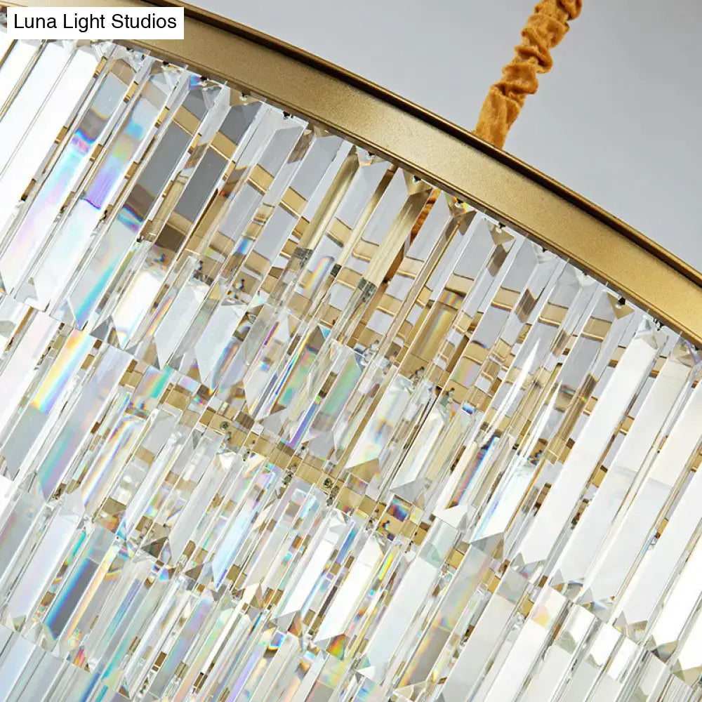 Modern brass oval crystal chandelier dining room hanging light