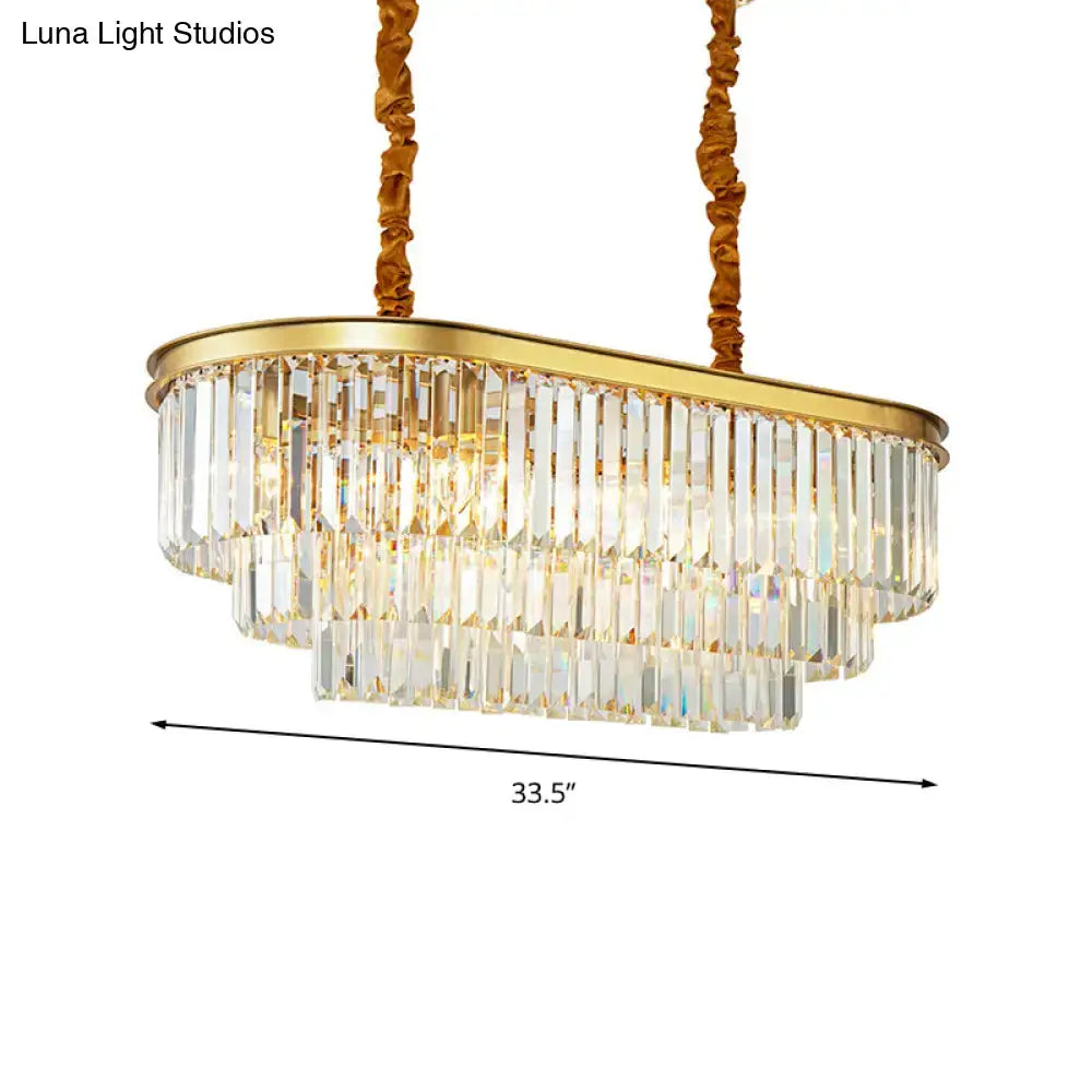 Modern brass oval crystal chandelier dining room hanging light