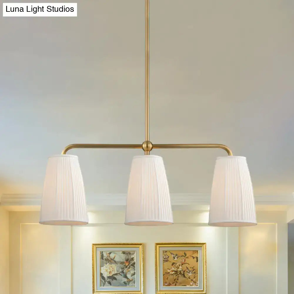 Modern brass pleated fabric pendant chandelier for dining room
