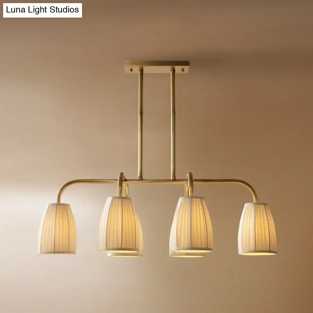 Modern brass pleated fabric pendant chandelier for dining room