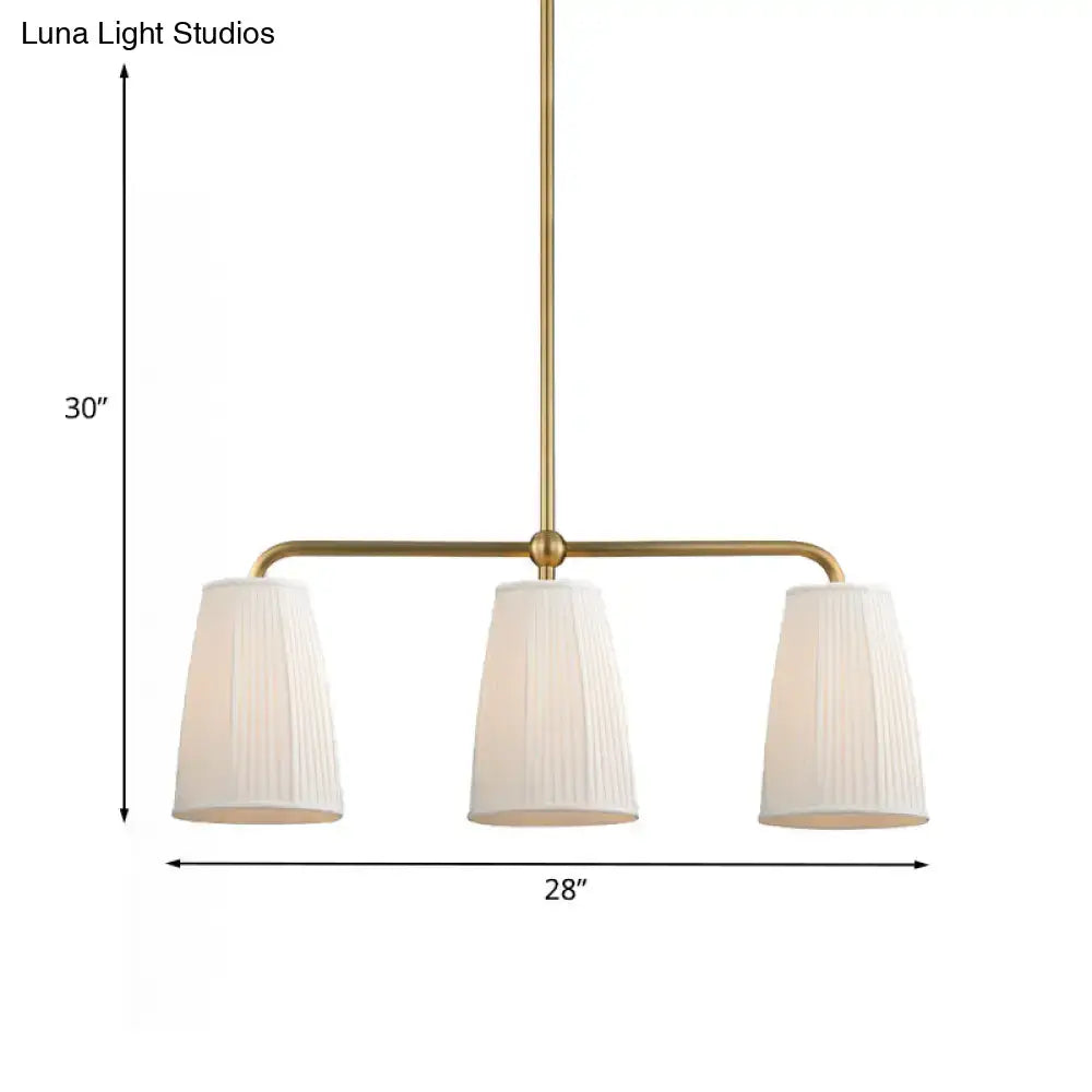Modern brass pleated fabric pendant chandelier for dining room