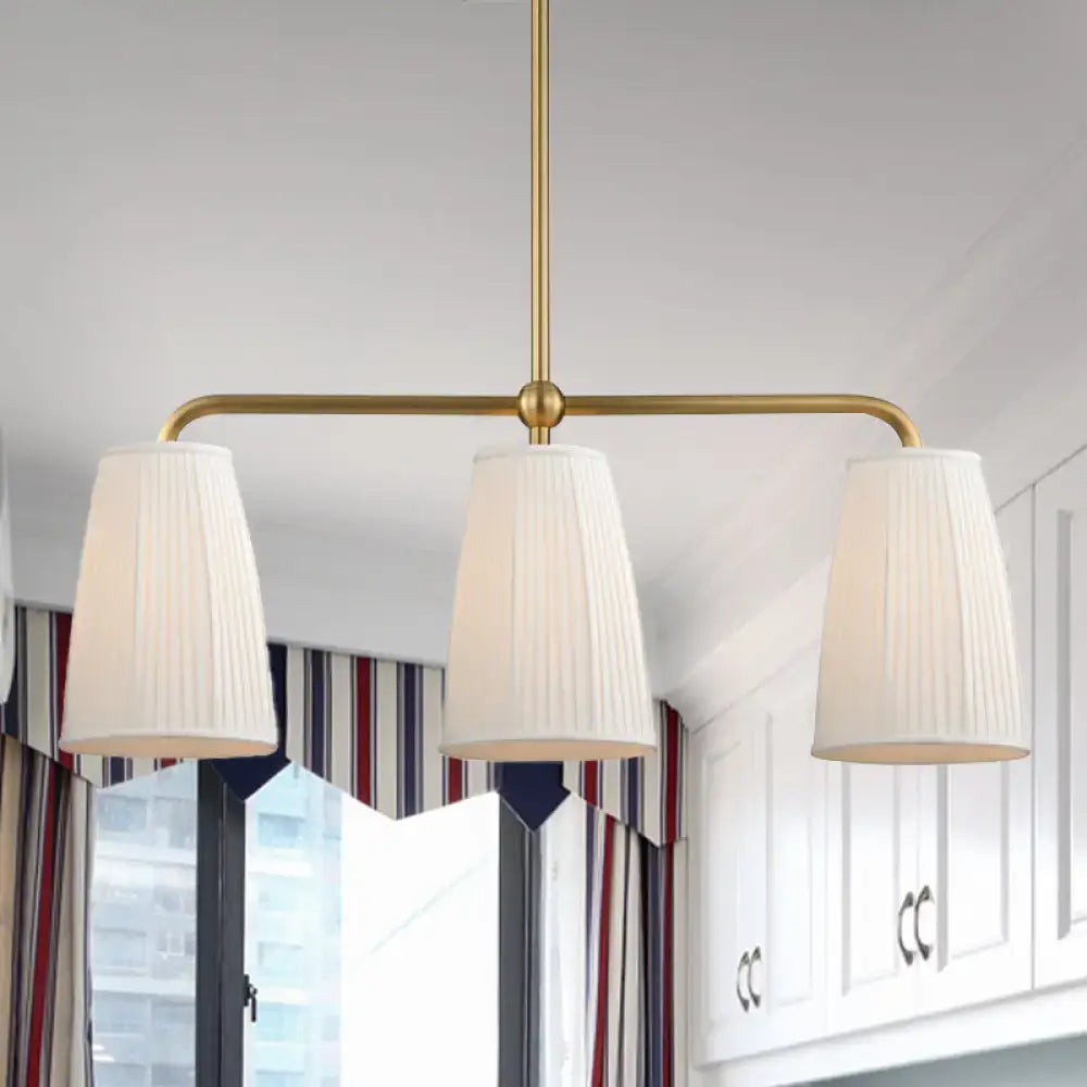 Modern brass pleated fabric pendant chandelier for dining room