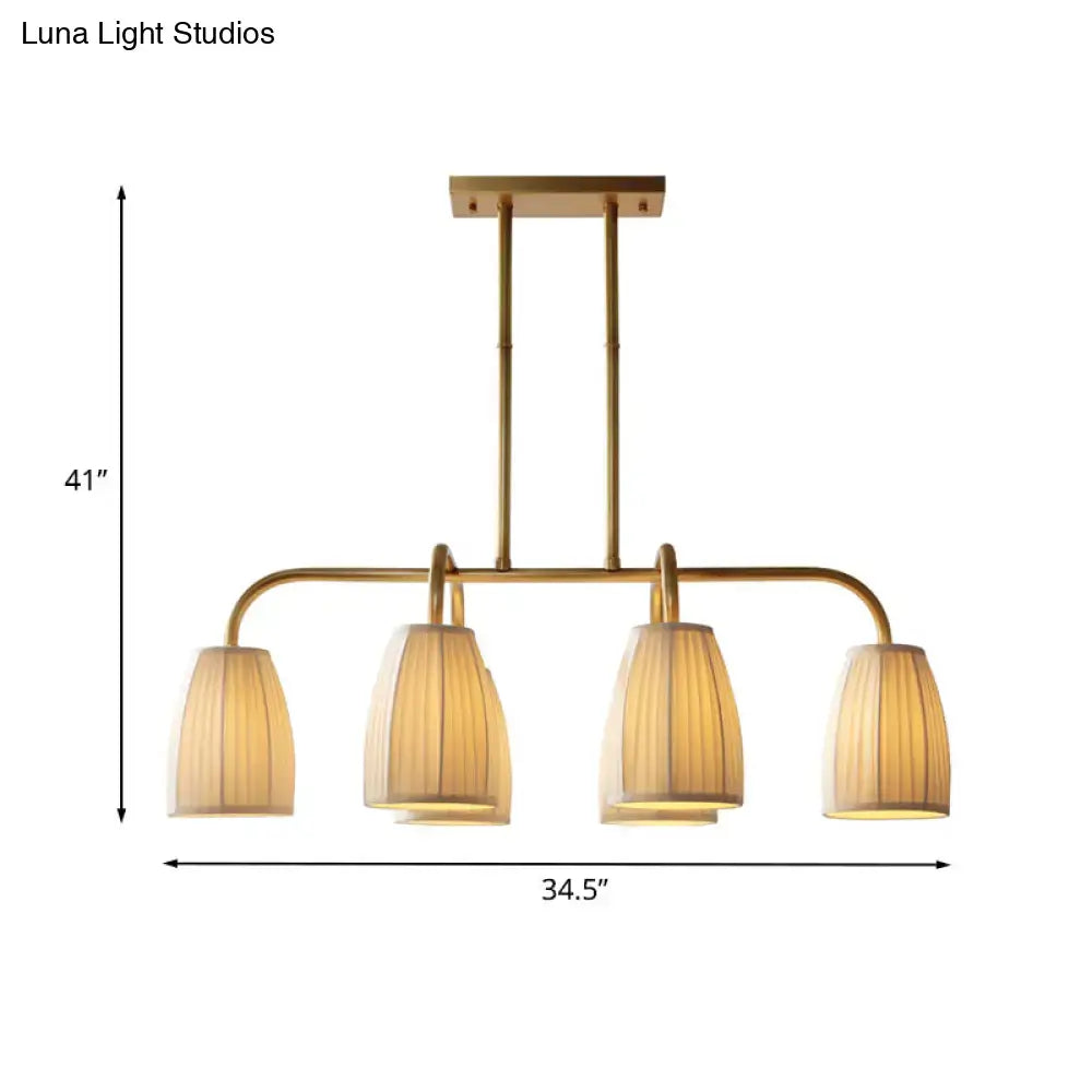Modern brass pleated fabric pendant chandelier for dining room