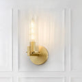 Modern brass ribbed glass shade wall sconce bedroom light