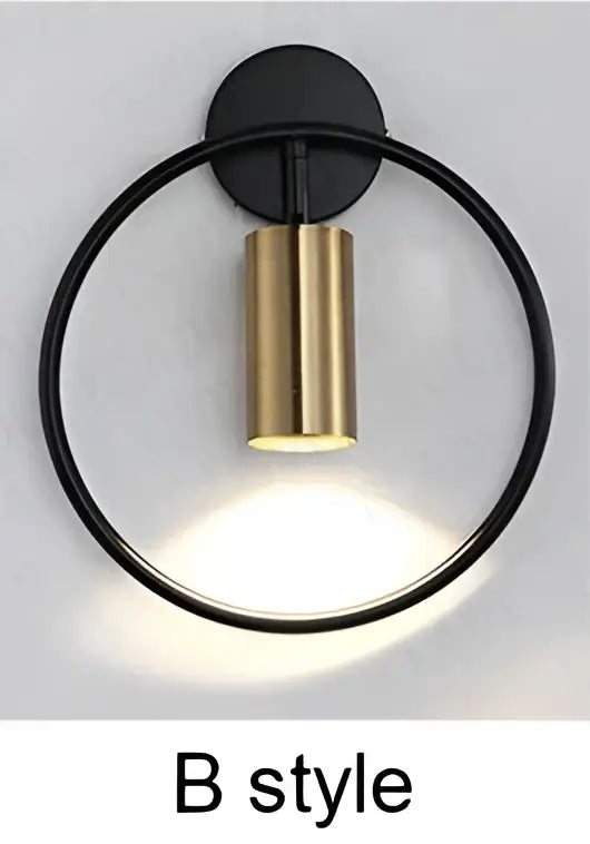 Modern brass ring led wall sconce bedroom gold circular light