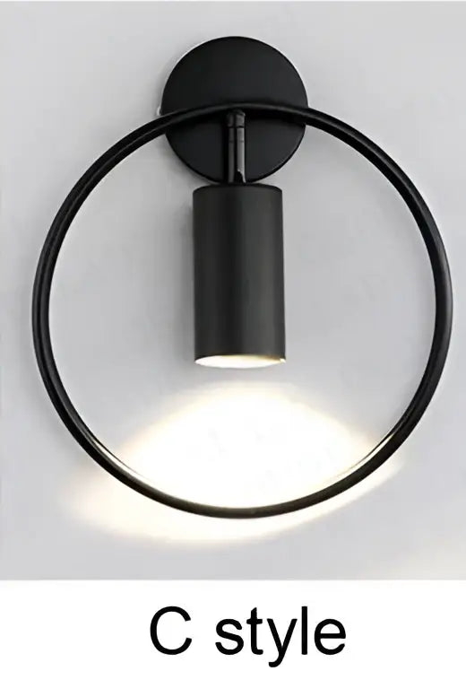 Modern brass ring led wall sconce bedroom gold circular light