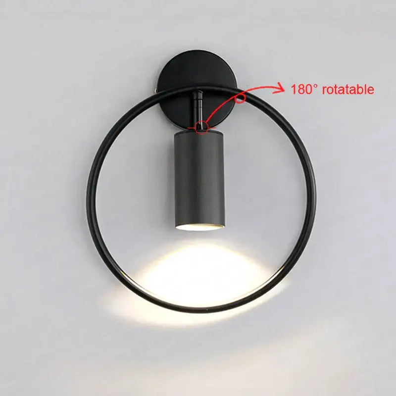 Modern brass ring led wall sconce bedroom gold circular light