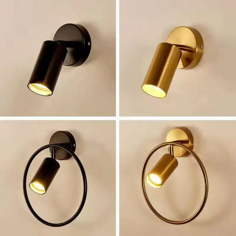 Modern brass ring led wall sconce bedroom gold circular light