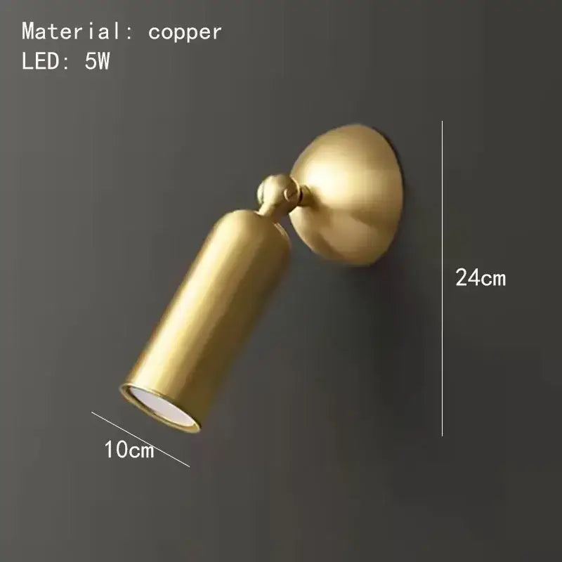 Modern brass rotatable led wall sconces bedroom gold spotlight