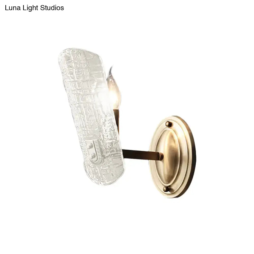 Modern brass sconce with clear water glass for living room two lights