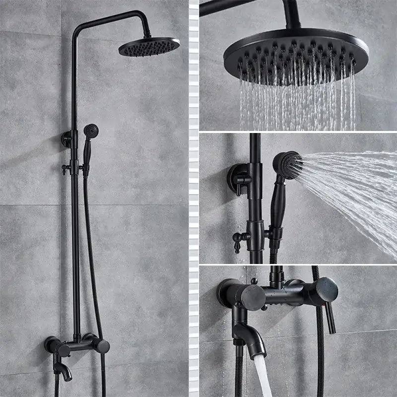 Modern brass shower set bathroom rainfall head and handheld sprayer