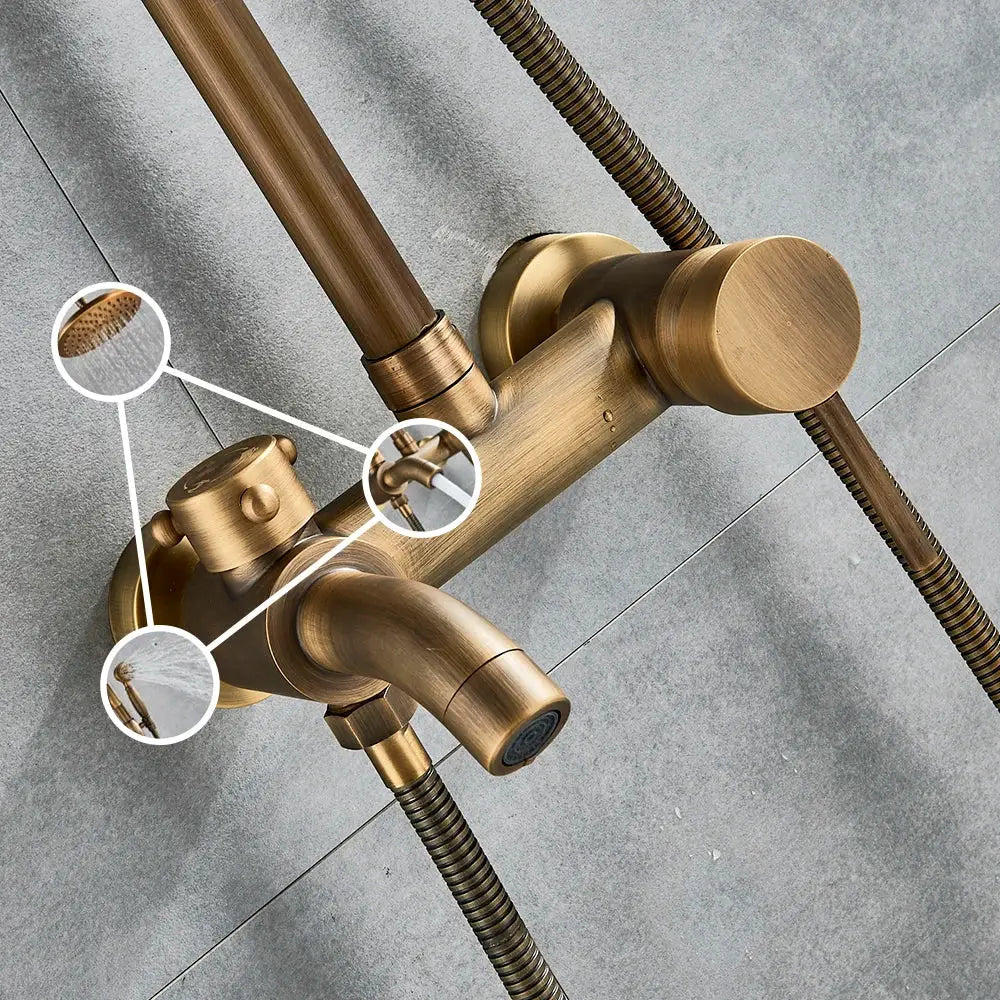 Modern brass shower set bathroom rainfall head and handheld sprayer