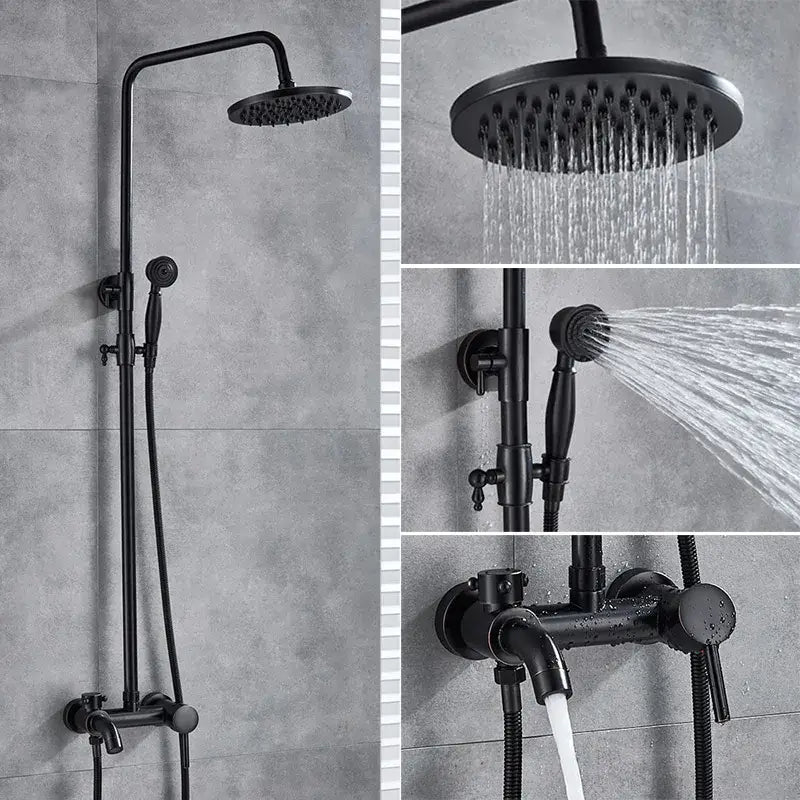 Modern brass shower set bathroom rainfall head and handheld sprayer