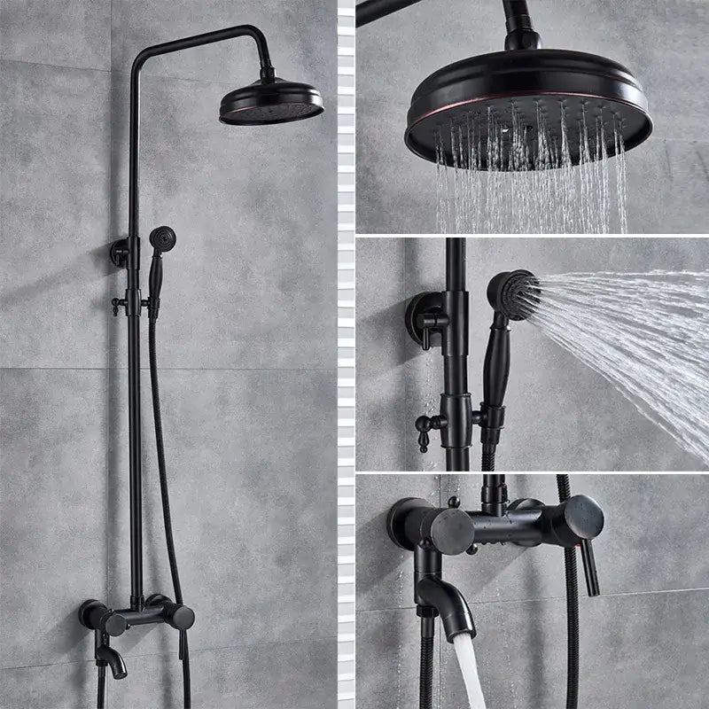 Modern brass shower set bathroom rainfall head and handheld sprayer