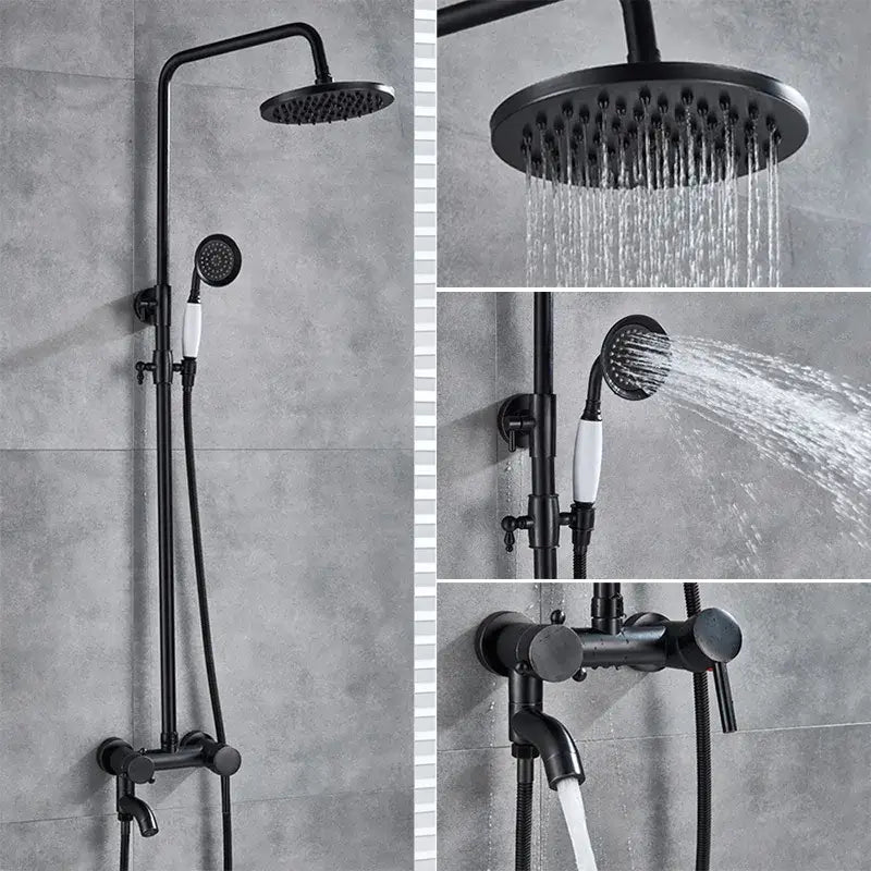 Modern brass shower set bathroom rainfall head and handheld sprayer
