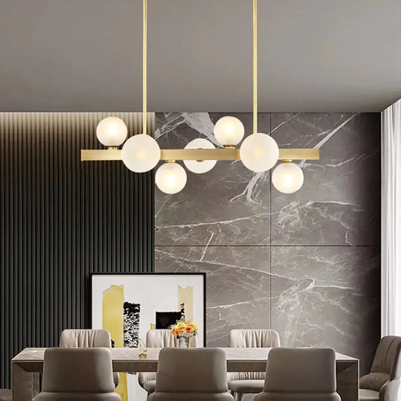 Modern brass simplicity globe pendant dining room frosted glass light