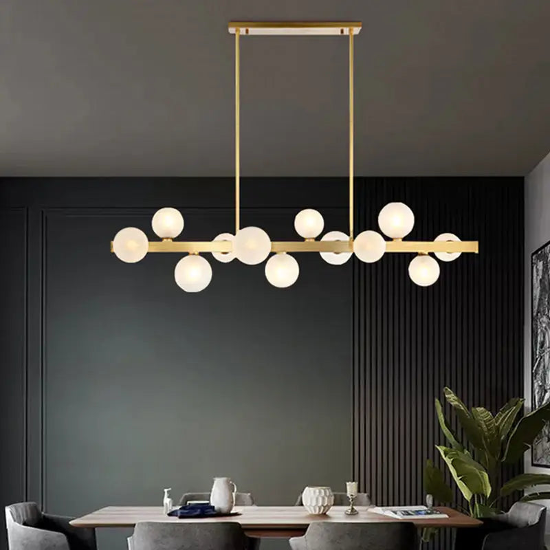 Modern brass simplicity globe pendant dining room frosted glass light