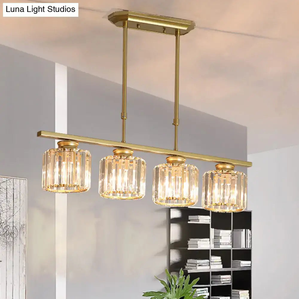 Modern brass triple crystal ceiling pendant light for dining room