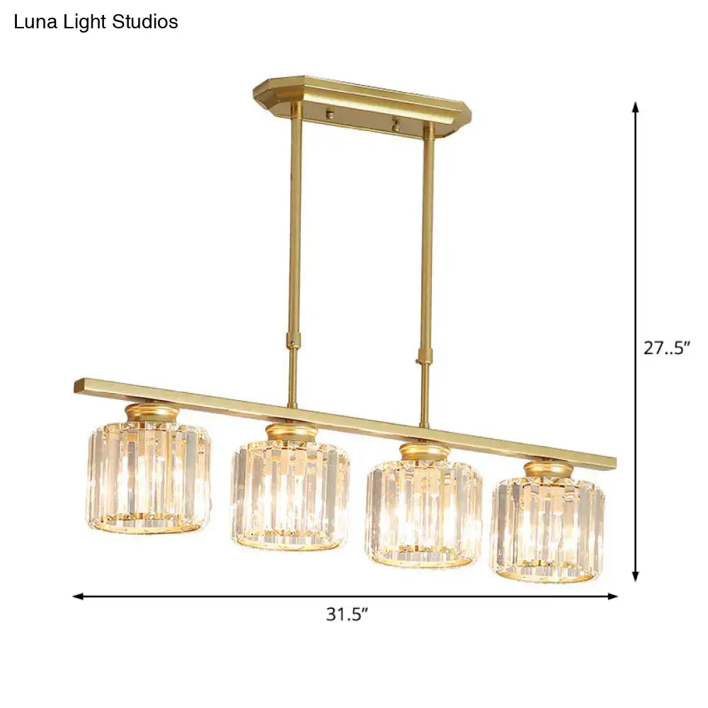 Modern brass triple crystal ceiling pendant light for dining room