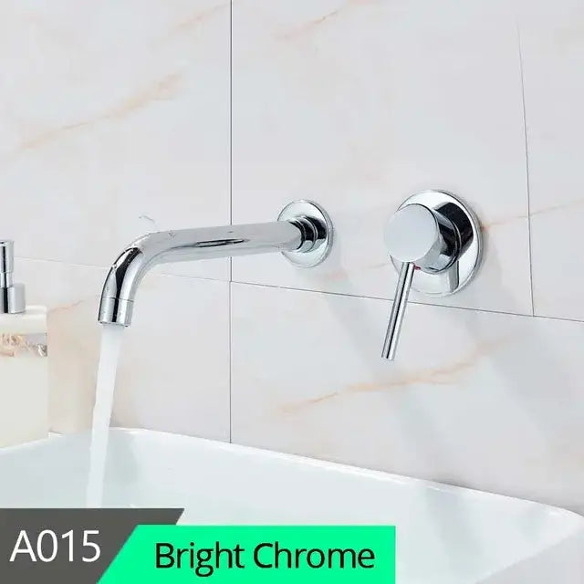 خلاط حوض حمام بتصميم عصري من النحاس يُثبت على الحائط، صنبور منحني