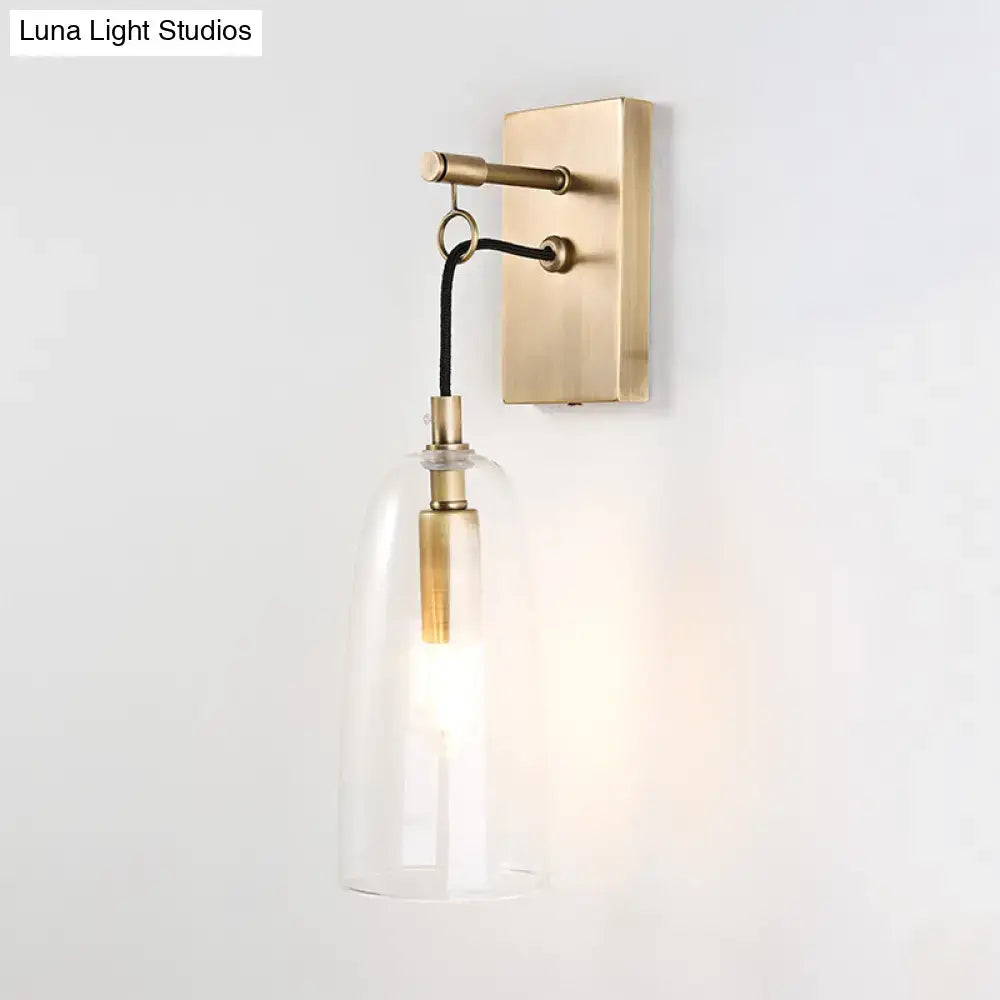 Modern brass wall mount lamp bedroom glass sconce light
