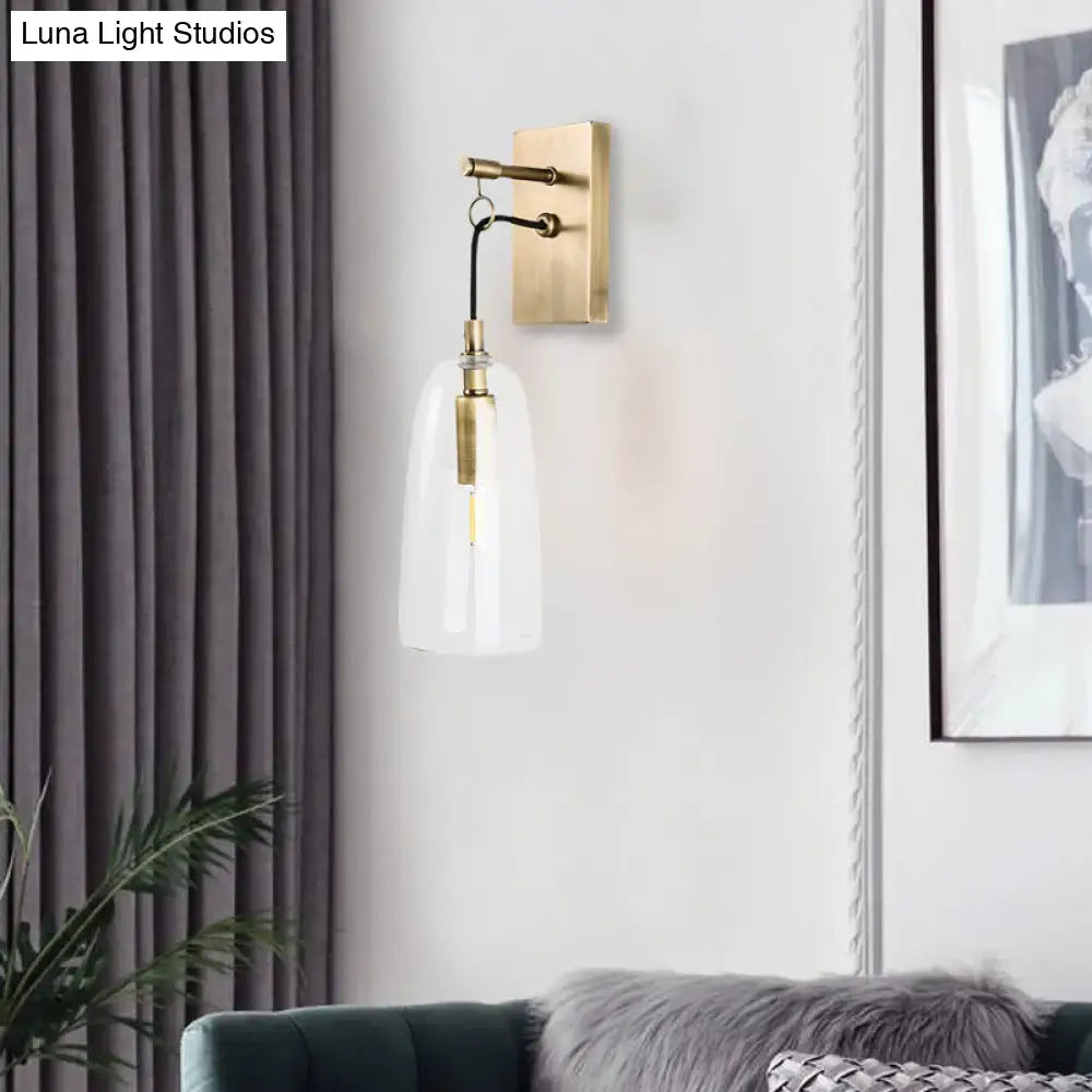 Modern brass wall mount lamp bedroom glass sconce light