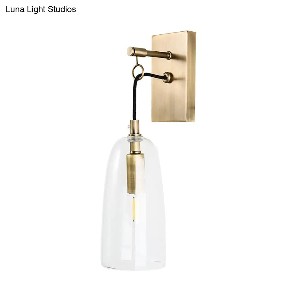 Modern brass wall mount lamp bedroom glass sconce light
