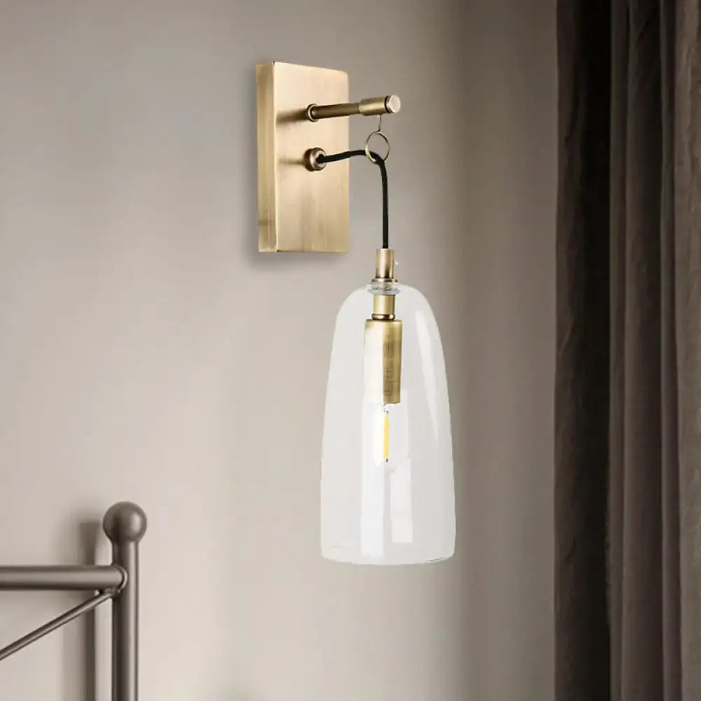 Modern brass wall mount lamp bedroom glass sconce light