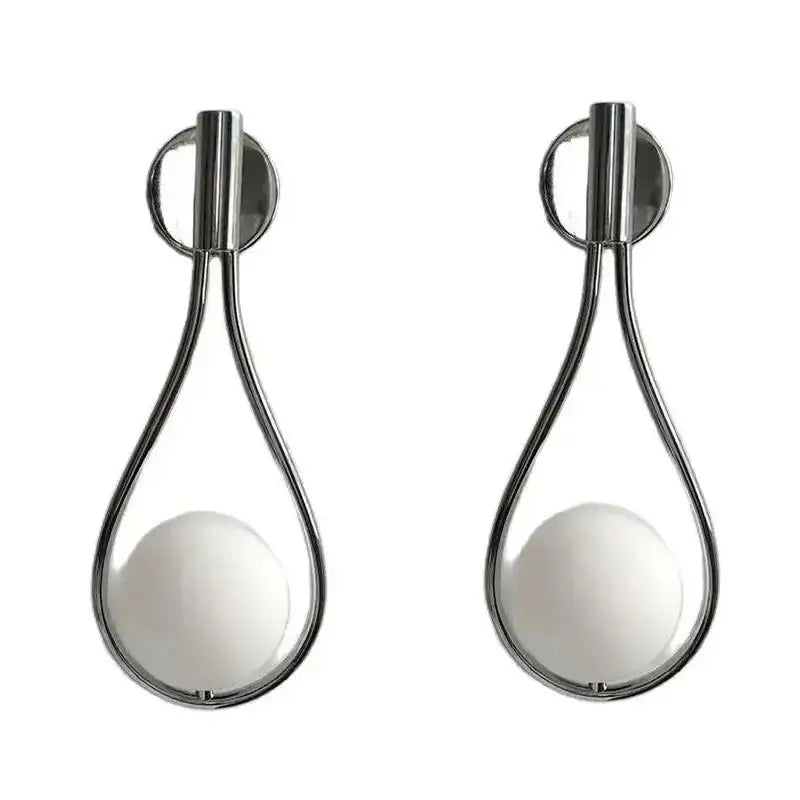 Modern brass wall sconce frosted glass teardrop living room light