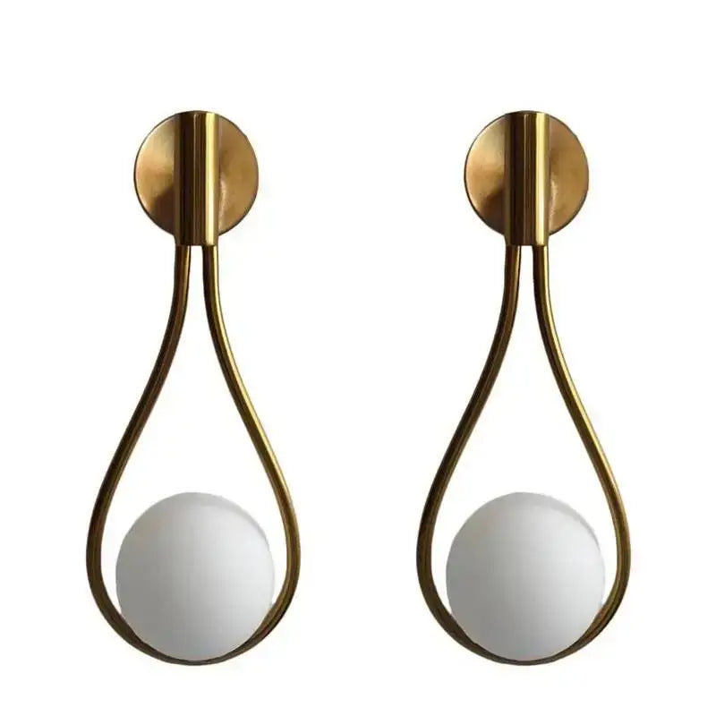 Modern brass wall sconce frosted glass teardrop living room light