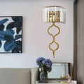Modern brass wall sconce with crystal rectangle shade bedroom light