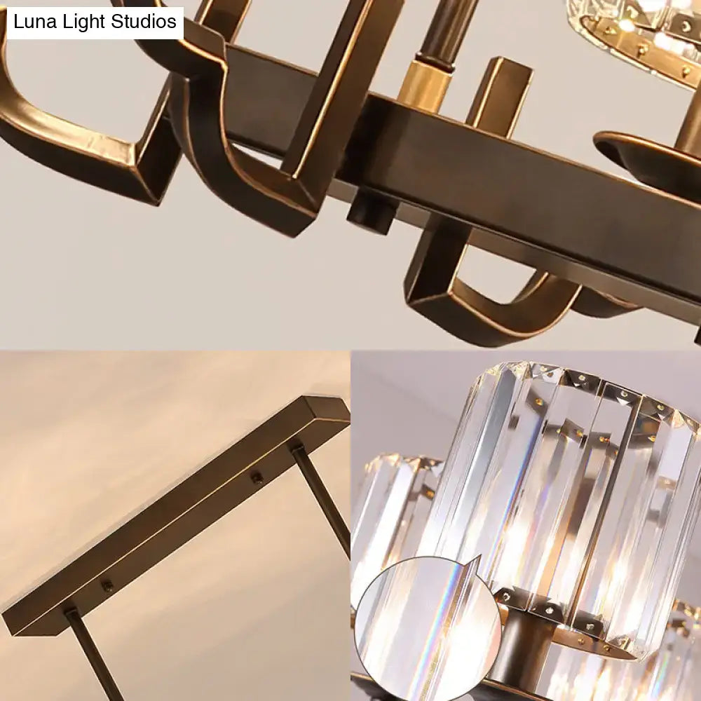 Modern bronze 3-light crystal island pendant dining room light