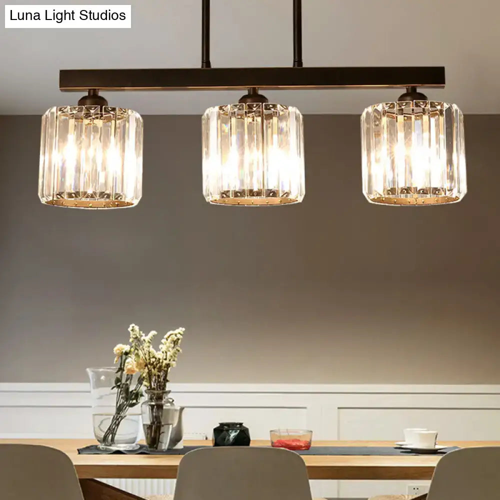 Modern bronze 3-light crystal island pendant dining room light