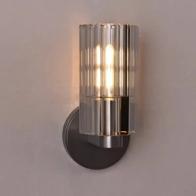 Modern bronze copper crystal wall lamp bedroom lighting fixture