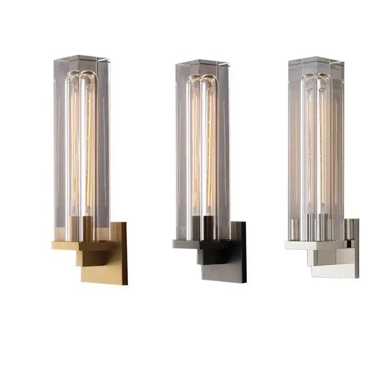 Modern bronze copper crystal wall lamp bedroom lighting fixture