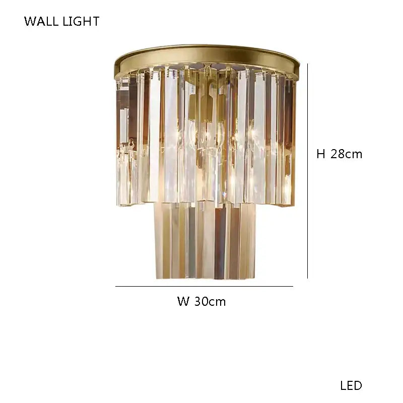Modern bronze copper crystal wall lamps for bedroom
