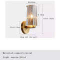 Modern bronze copper crystal wall lamps for bedroom