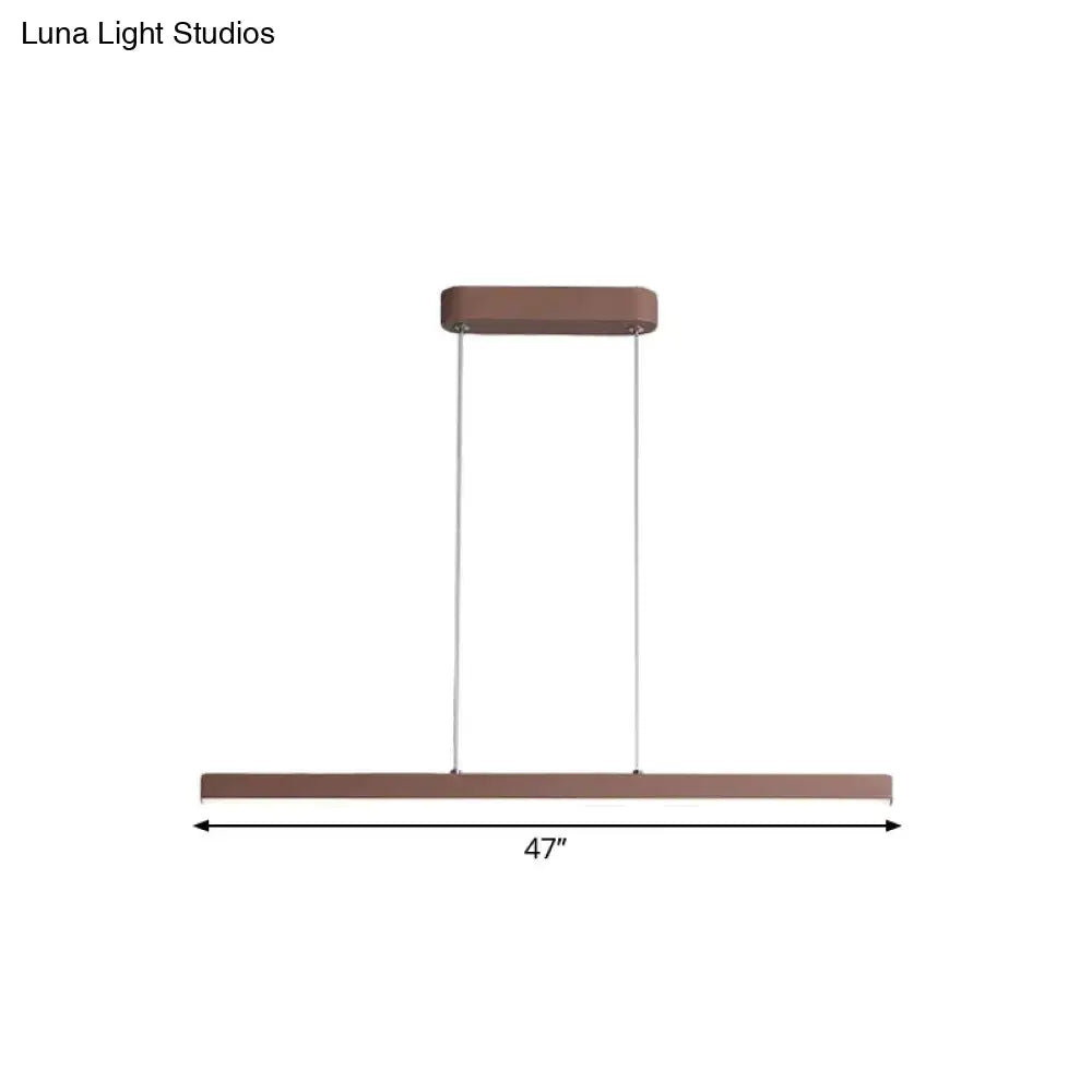 Modern bronze metal linear island pendant – kitchen warm white light