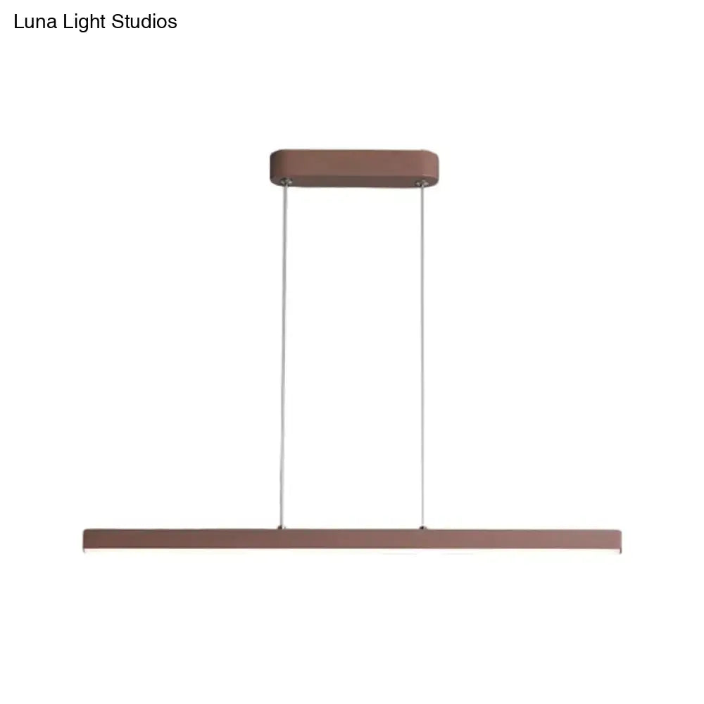 Modern bronze metal linear island pendant – kitchen warm white light