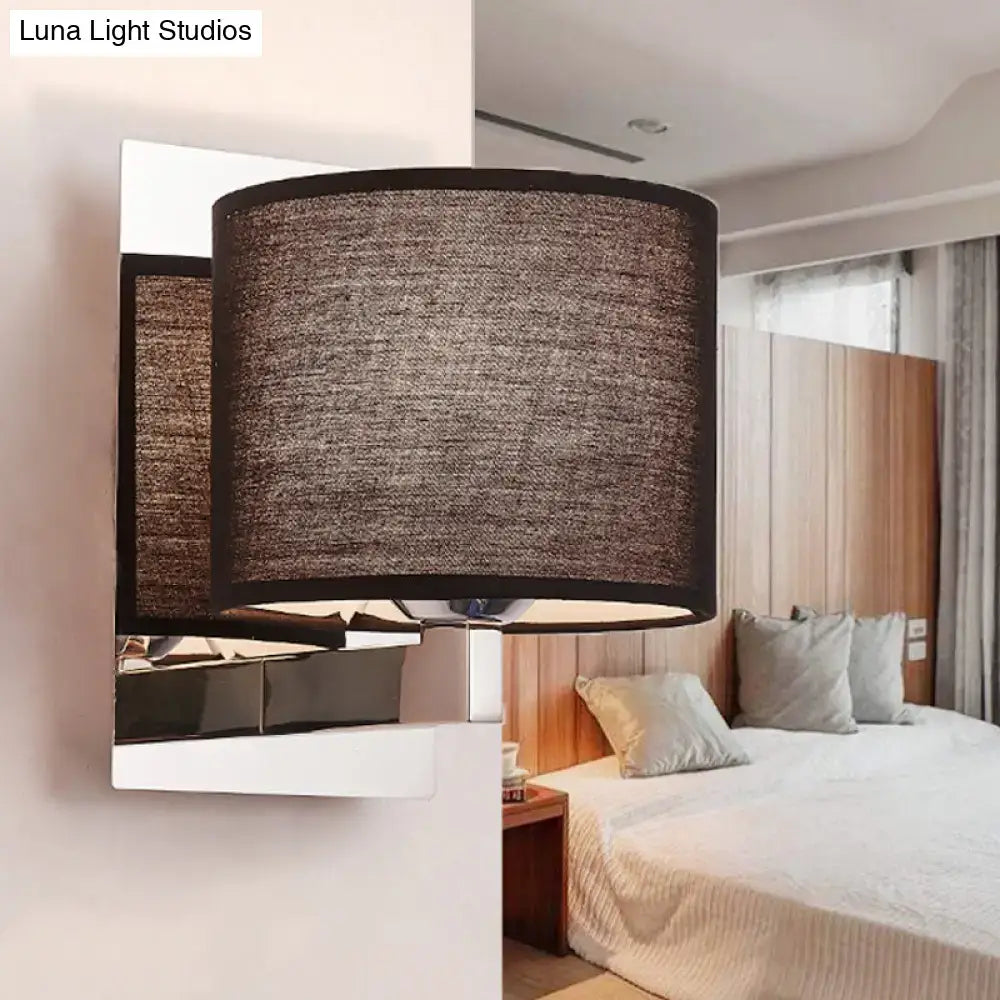 Modern brown fabric wall mount sconce – bedroom cylinder light