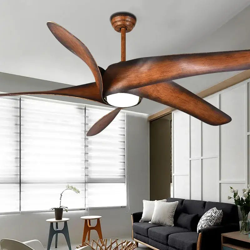 Modern brown vintage ceiling fan with led light for living room