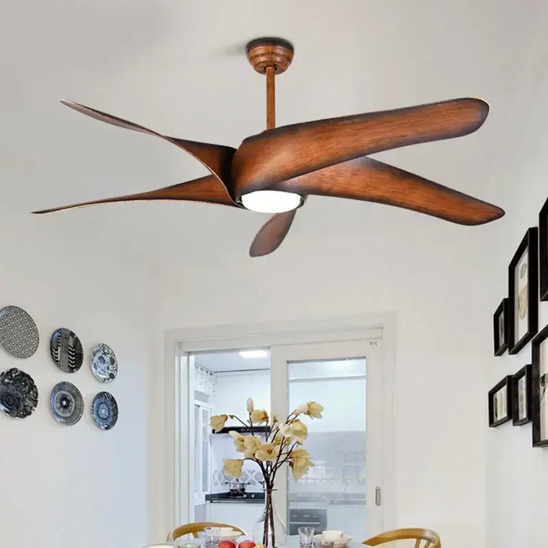 Modern brown vintage ceiling fan with led light for living room