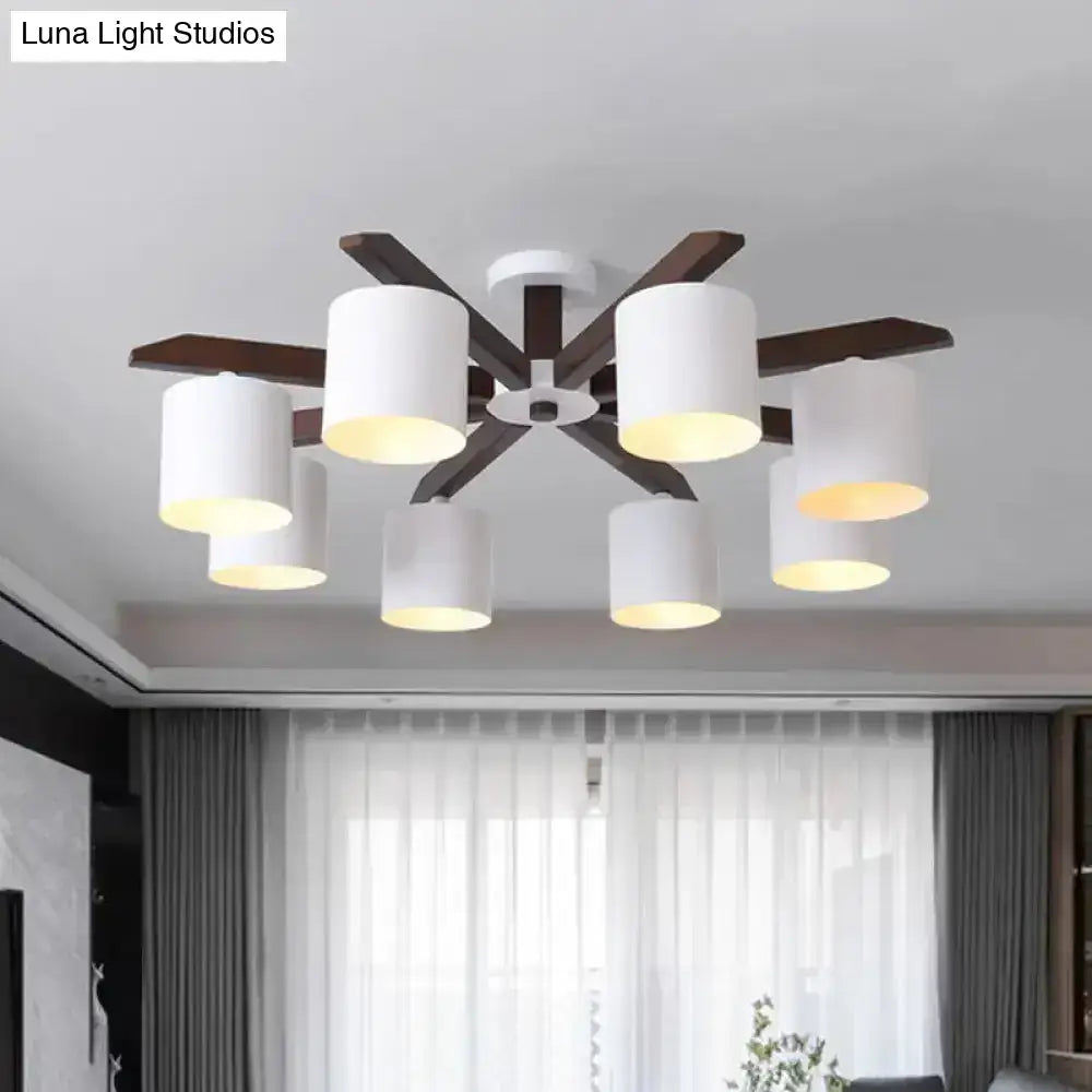 Modern brown & white ceiling mount chandelier living room light