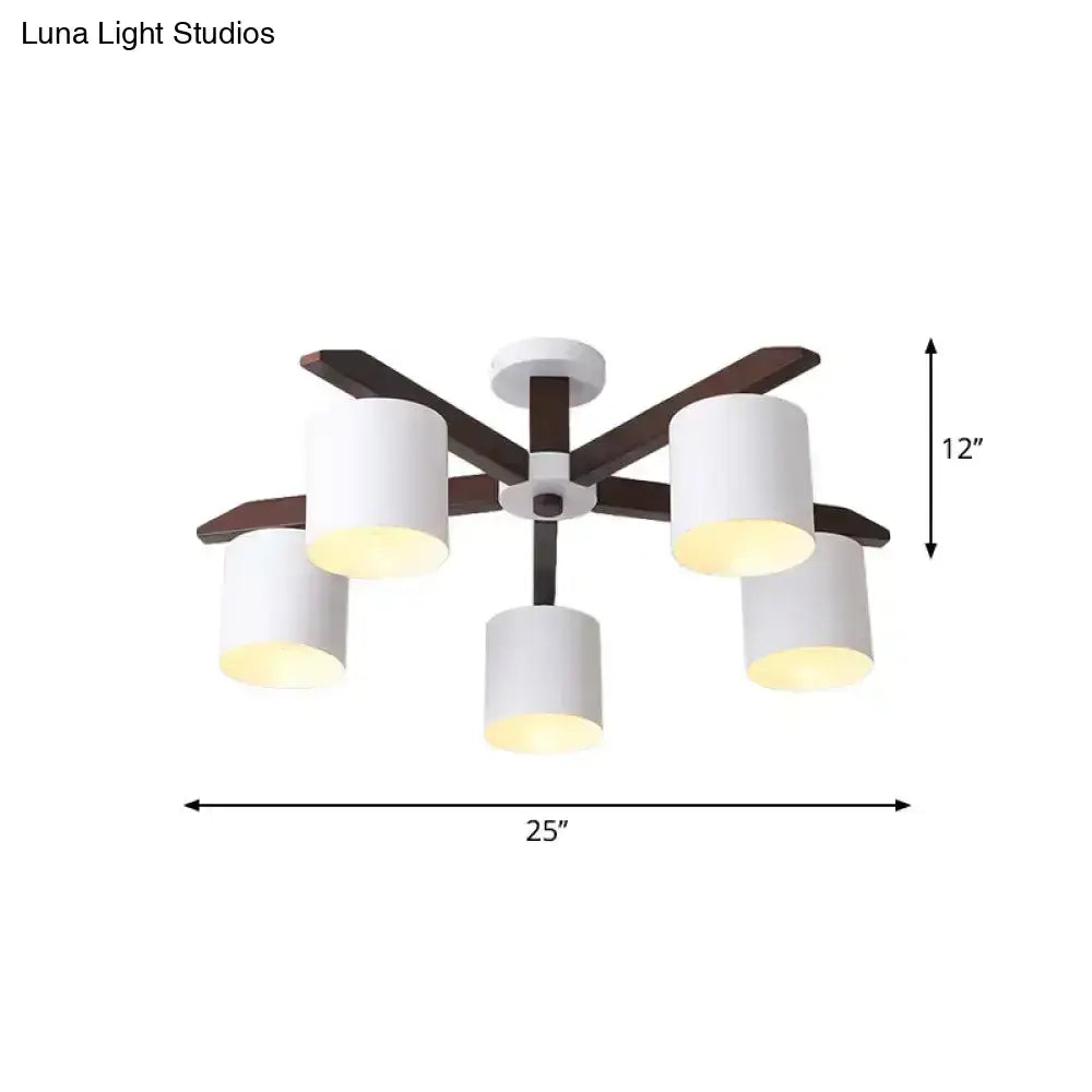 Modern brown & white ceiling mount chandelier living room light