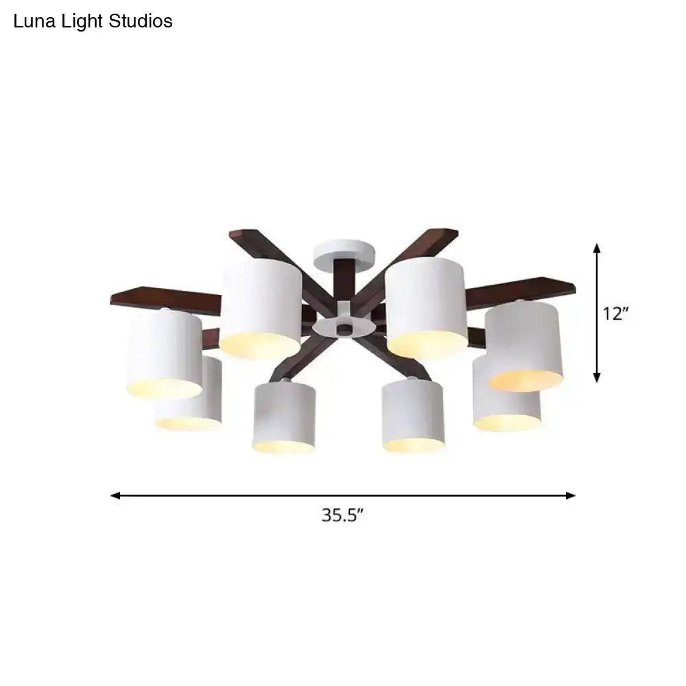 Modern brown & white ceiling mount chandelier living room light