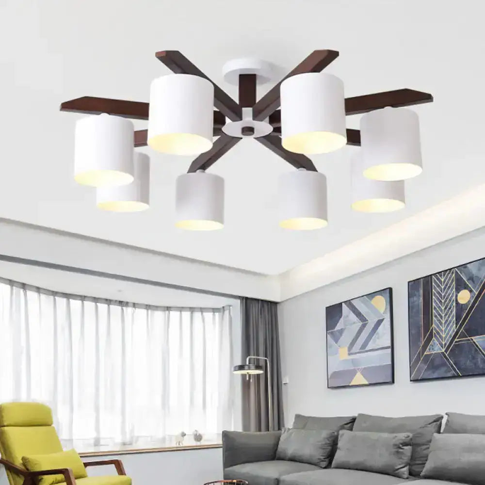 Modern brown & white ceiling mount chandelier living room light