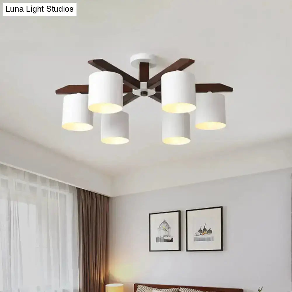 Modern brown & white ceiling mount chandelier living room light