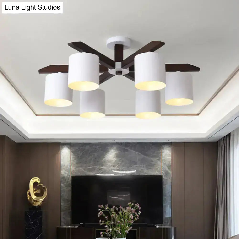 Modern brown & white ceiling mount chandelier living room light