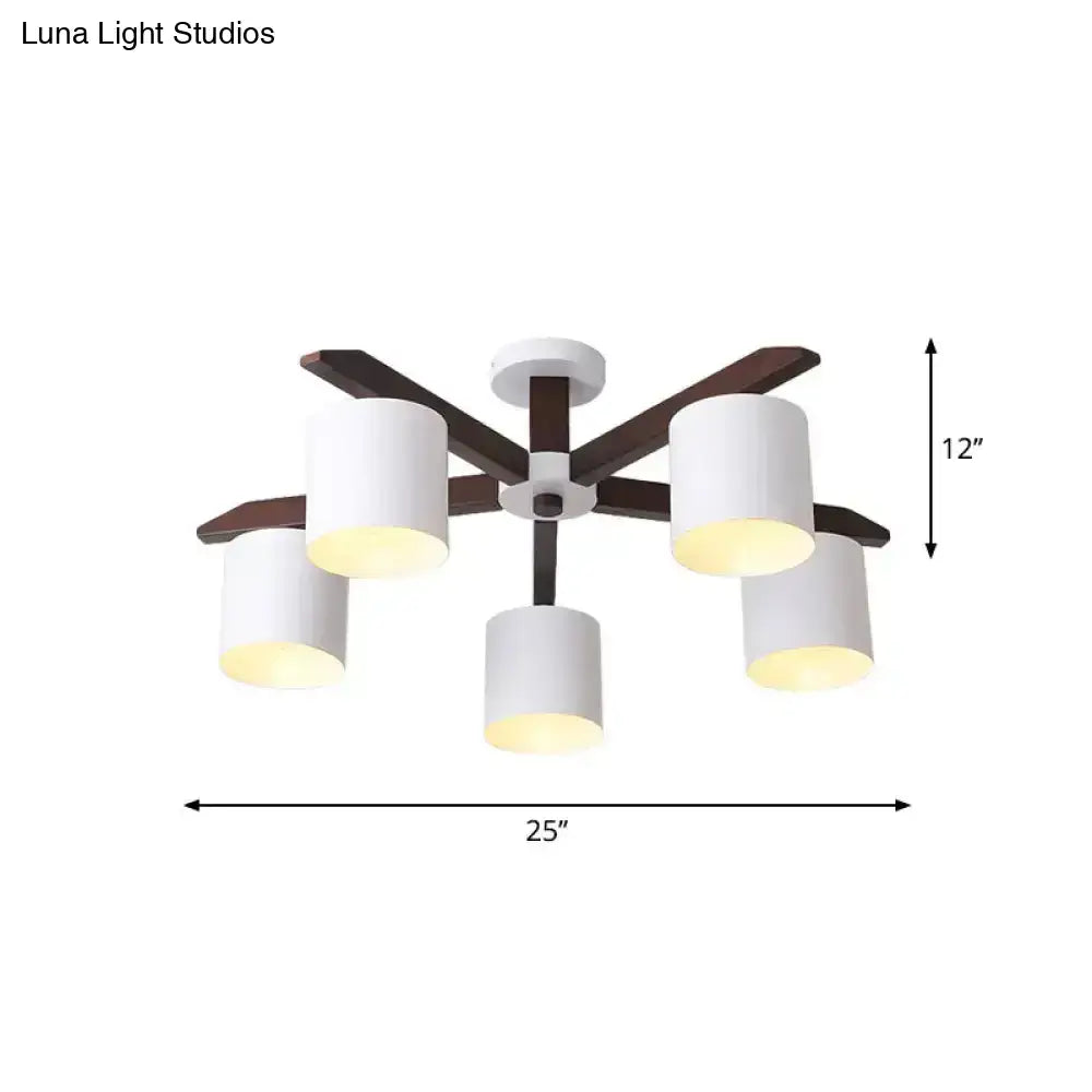 Modern brown & white ceiling mount chandelier living room light